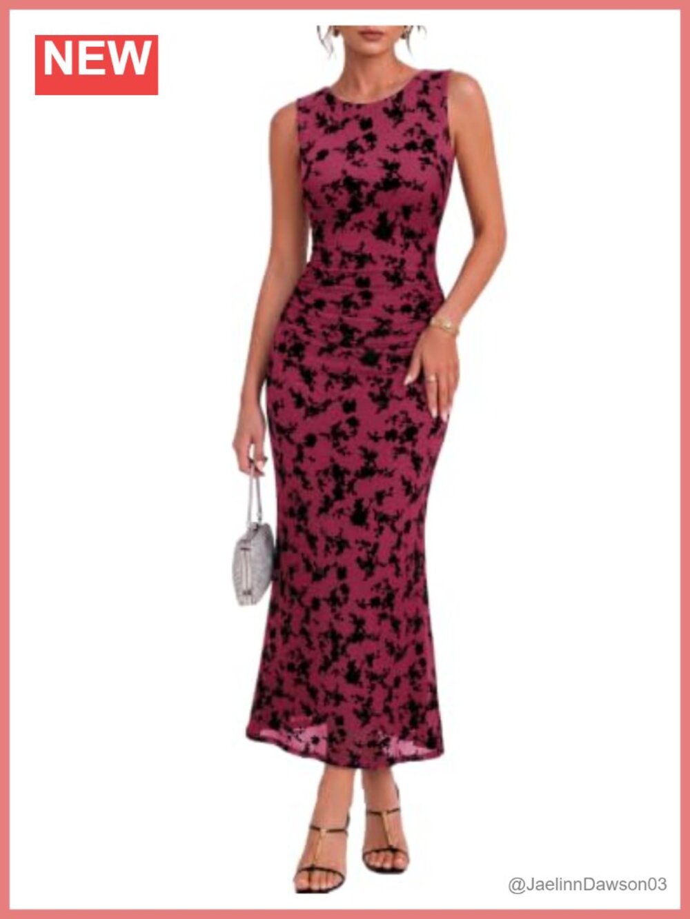 Floral Mesh Bodycon Maxi Dress Sleeveless Wedding Guest